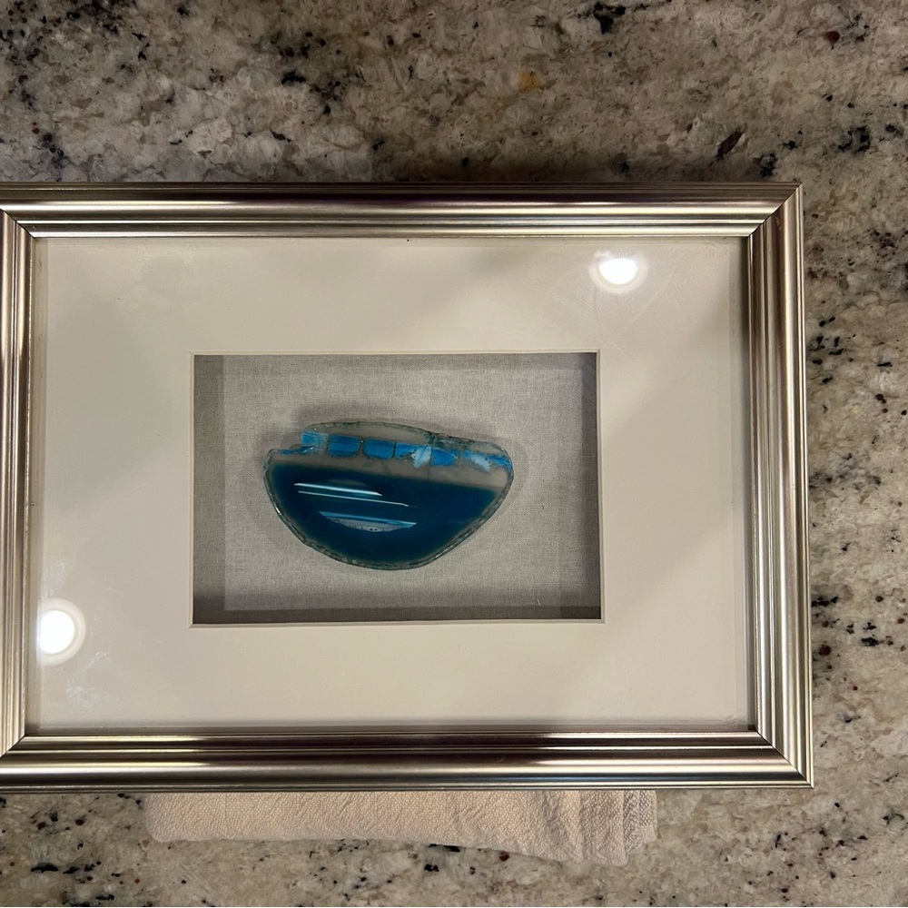 Framed Agate Abstract Blue Art Piece
